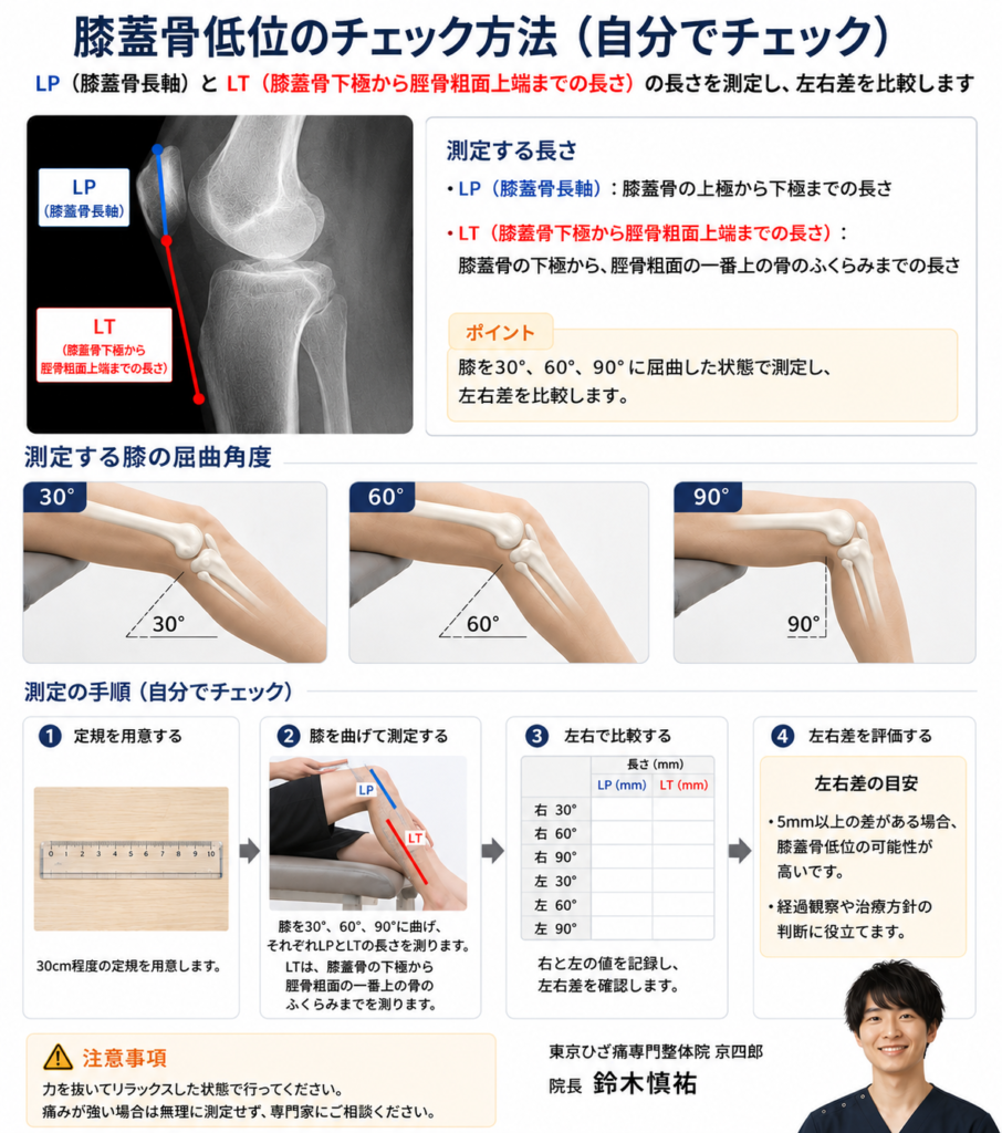 この画像は膝蓋骨低位を自分でセルフチェックできる画像です