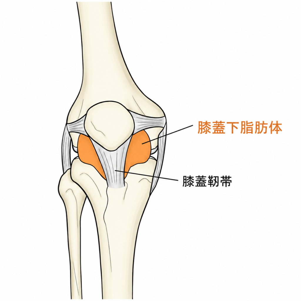 膝蓋下脂肪体炎
膝小僧、膝の中、膝の下、膝の前の痛みに関与
